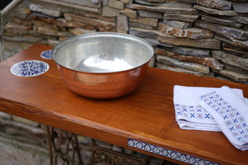 ancient handmade table and bowl