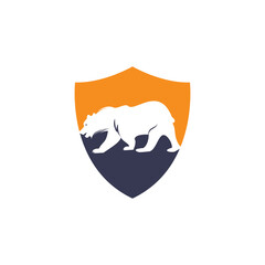 Bear in shield shape Logo Icon Designs Vector. Bears vector template Concept design. 