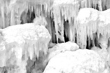 An ice castle in the middle of winter