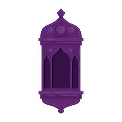 ramadan kareem lantern purple hanging, purple lantern hanging on white background vector illustration design