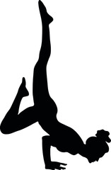 Fototapeta premium women to be trains fitnes sport aerobics, does yoga Pilates. Silhouette