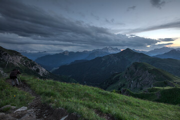 Blue hour Passo Giau Dolomites Italy alps