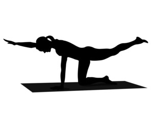 women to be trains fitnes sport aerobics, does yoga Pilates. Silhouette