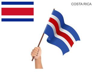 Flag of the State of Costa Rica that is hoisted with a stick held by hand to ignite the spirit of statehood