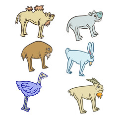 jungle; set; animal; cartoon; monkey; vector; illustration; character; cute; zoo; isolated; collection; lion; wild; giraffe; elephant; zebra; wildlife; funny; background; koala; tiger; happy; tropical