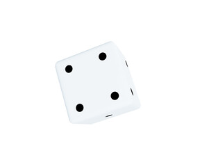 white dice with number four isolated on white background. 4 on dice. 3d render.