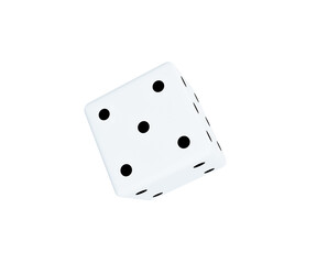 white dice with number 5 isolated on the white background. Five on dice. 3d render.