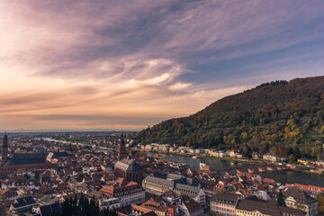 Cityscape of Heidelberg at sunset