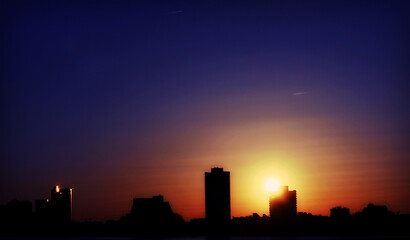 Sunset Gradient Skyline Blue and Orange