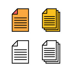 set of Document icons. Paper icon. File Icon