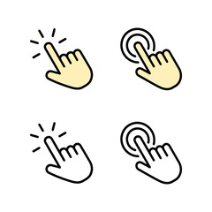 set of Hand cursor icons. Hand click icon. Finger pointer isolated vector
