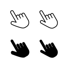 set of Hand cursor icons. Hand click icon. Finger pointer isolated vector