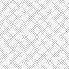 Abstract black and white labyrinthine pattern, with right angles and paths.