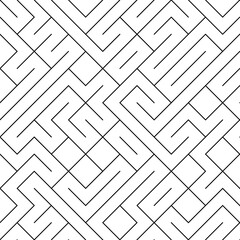 Abstract black and white labyrinthine pattern, with right angles and paths.