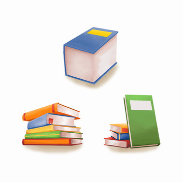 stack of books in watercolor vector