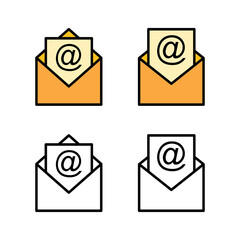 Set of Mail icons. E-mail icon. Envelope illustration. Message