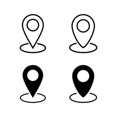 Set of Pin icons. Location icon. Map pointer icon. Point. Locator. Address