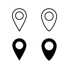 Set of Pin icons. Location icon. Map pointer icon. Point. Locator. Address