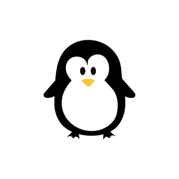Vector hand drawn print with cute penguin isolated on white background. 