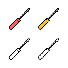 Set of Screwdriver icons. Screwdriver vector icon