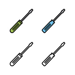 Set of Screwdriver icons. Screwdriver vector icon