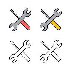 Set of Repair icons. Wrench and screwdriver icon. tings vector icon. Maintenance