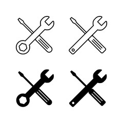 Set of Repair icons. Wrench and screwdriver icon. tings vector icon. Maintenance