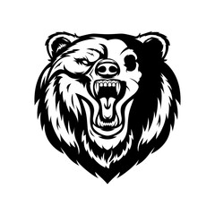 black and white bear vector illustration