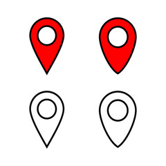 Set of Pin icons. Location icon. Map pointer icon. Point. Locator. Address