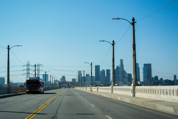 Crossing over the bridge to the city of Los Angeles