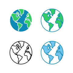 Set of World map icons. World icon vector