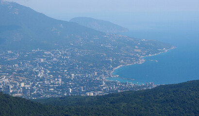 Fototapeta na wymiar View from Mount Ai-Petri on the Black Sea coast