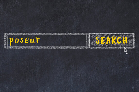 Chalk sketch of browser window with search form and inscription poseur