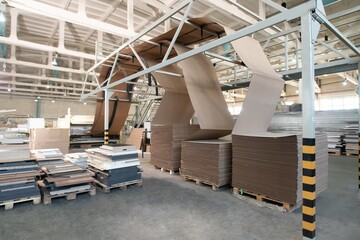Modern industrial factory producing cardboard