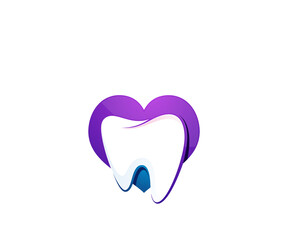 Dental heart logo design template
