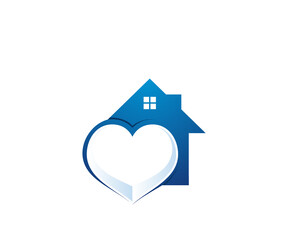 Home heart logo design template