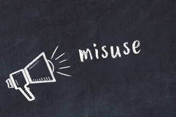 Chalk loudspeaker and inscription misuse on black chalkboard