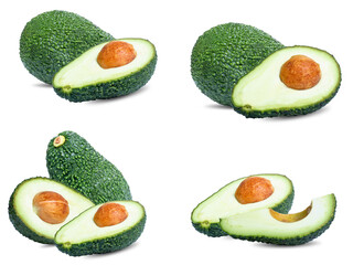 collection mix set avocado isolated on white background