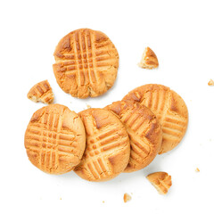 Homemade peanut butter cookies isolated on white background
