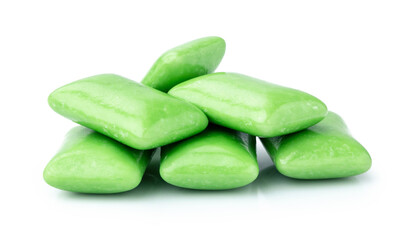 green chewing gum isolated on white background