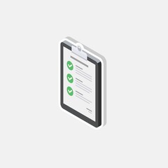 Checklist Isometric left view - White Stroke+Shadow icon vector isometric. Flat style vector illustration.