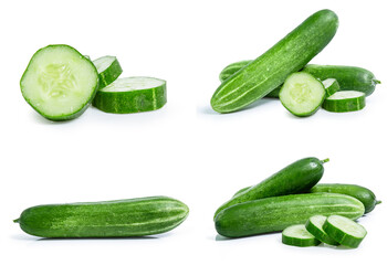 collection mix set cucumber isolated on white background