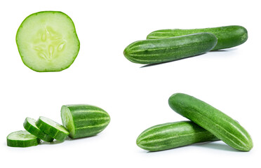 collection mix set cucumber isolated on white background