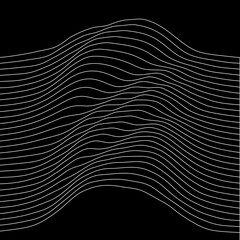 Abstract black and white line art, with curvature and overlapping geometries.