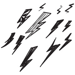 hand drawn doodle thunder bolt illustration vector isolated background