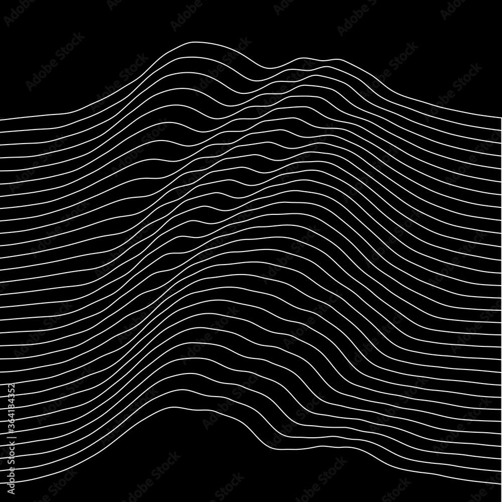 Wall mural Abstract black and white line art, with curvature and overlapping geometries.