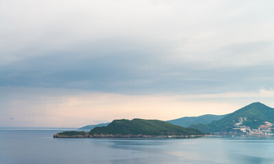 Overlook of an old Budva city center on the Adriatic sea