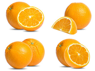 collection mix set orang fruit isolated on white background