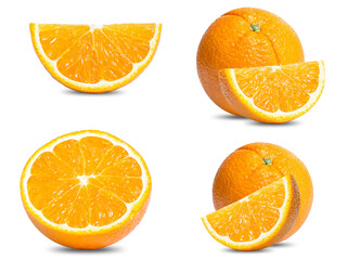 collection mix set orang fruit isolated on white background