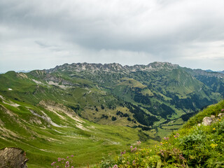 Fototapeta na wymiar Panoramic hike at the Nebelhorn in Allgau